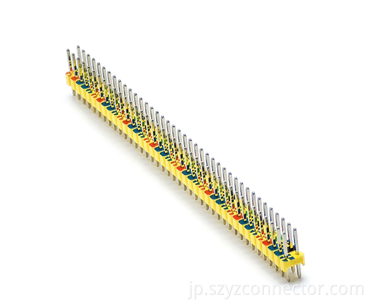 2.54mm Pitch Colored Pin Header Connector Dual Row Straight SQ0.64mm H:2.5mm 2*40P